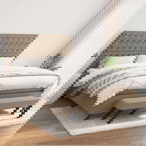  Box spring postelja z vzmetnico taupe 140x200 cm blago, (20897511) Cene
