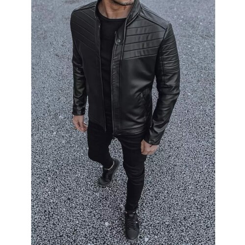 DStreet Black men's leather jacket TX4080 Cene