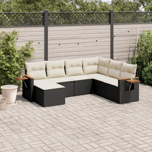 vidaXL 7-dijelni set vrtnih sofa od poliratana s jastucima crni Cijene