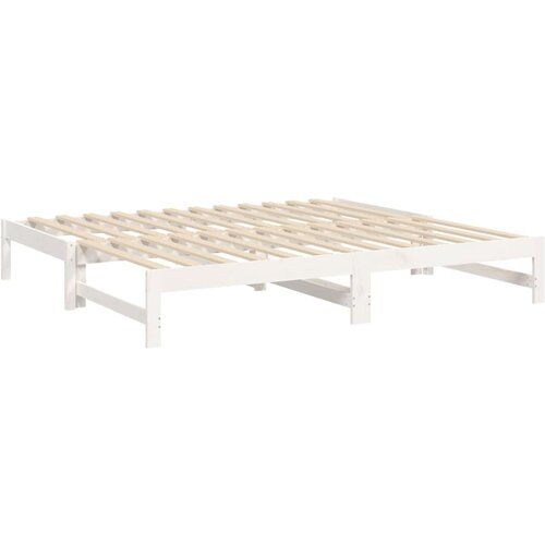  Dnevni ležaj na izvlačenje bijeli 2x(75x190)cm masivna borovina Slike