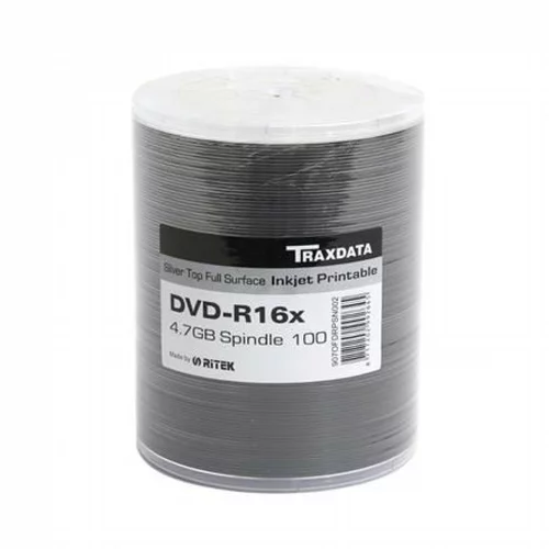 Traxdata DVD-R 16x 4.7 GB Full Surface Silver Printable, 100 kom