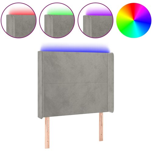 Maison Chic led posteljno vzglavje - vzglavna omarica - nočna omarica svetlo sivo 93x16x118/128 cm žamet, (21708992) Slike