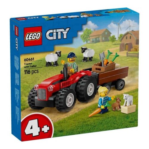 Lego city red farm tractor with trailer and sheep ( LE60461 ) Cene