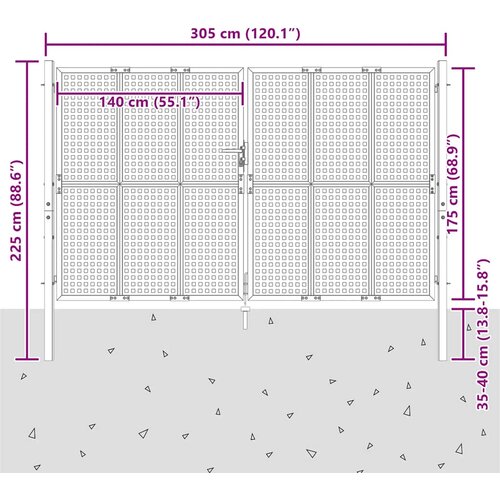  Vrtna vrata antracit boje 300x175 cm čelik Slike
