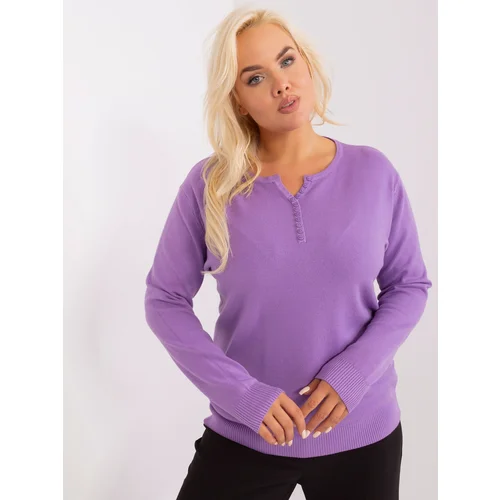 Fashion Hunters Purple sweater plus size with buttons at the neckline