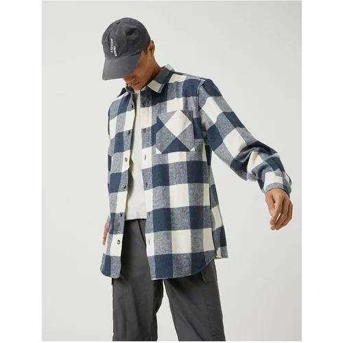 Koton Checked Lumberjack Shirt with Pocket Details, Classic Collar Long Sleeved.