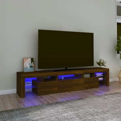 vidaXL TV omarica z LED lučkami rjav hrast 200x36,5x40 cm