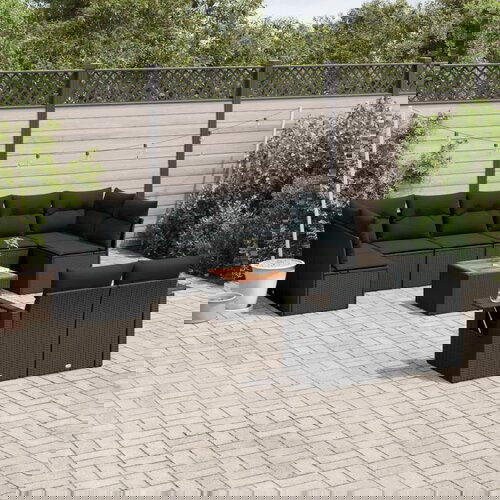 vidaXL 10-dijelni set vrtnih sofa s jastucima crni od poliratana Cijene
