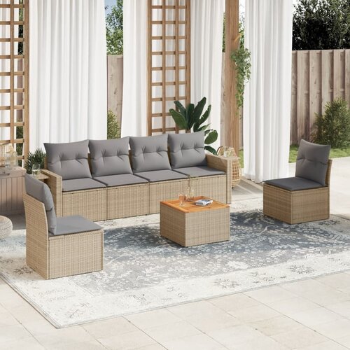 vidaXL 7-dijelni set vrtnih sofa s jastucima bež od poliratana Cijene