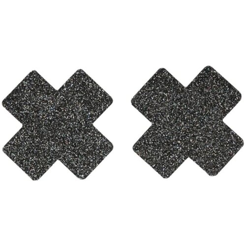 Fever Small Glitter Cross Nipple Pasties Black Cene