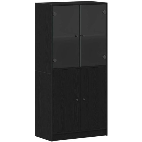 VidaXL Visoki ormarić s vratima Crna hrast 68x37x142 cm Konstruirano drvo Slike