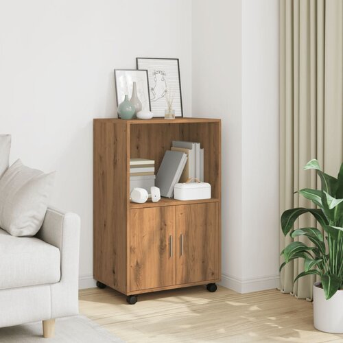 vidaXL Ormarić s kotačima boja hrasta 55x40x91 cm konstruirano drvo Cijene