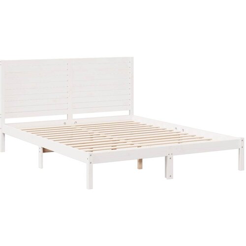  Dugi okvir kreveta bez madraca bijeli 140 x 210 cm masivno drvo Slike