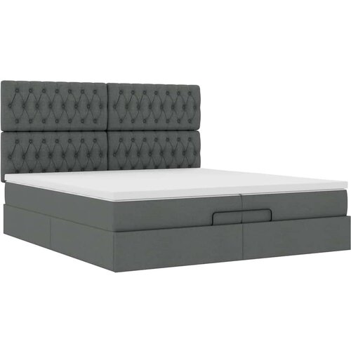 VidaXL Otomanski okvir kreveta s madracima tamnosivi 200x200cm tkanine Slike