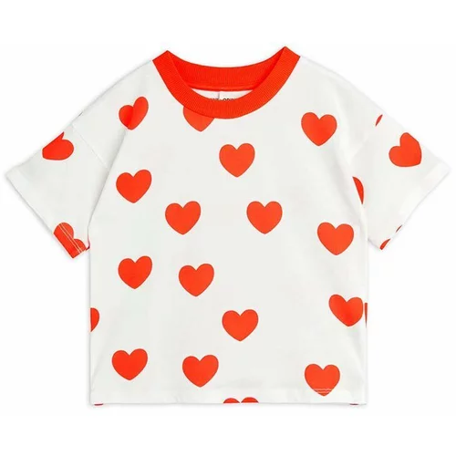 Mini Rodini Otroška bombažna kratka majica Hearts bež barva