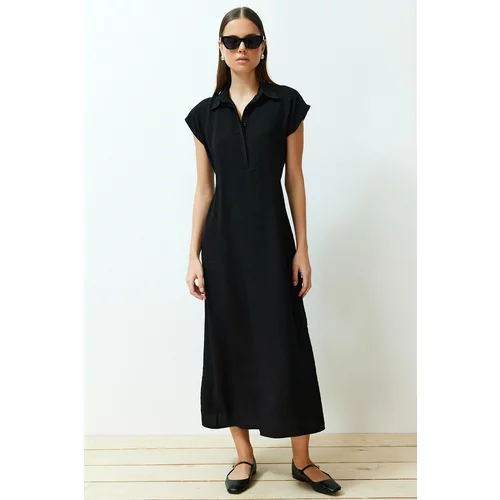 Trendyol Black A-Line Shirt Collar Woven Dress