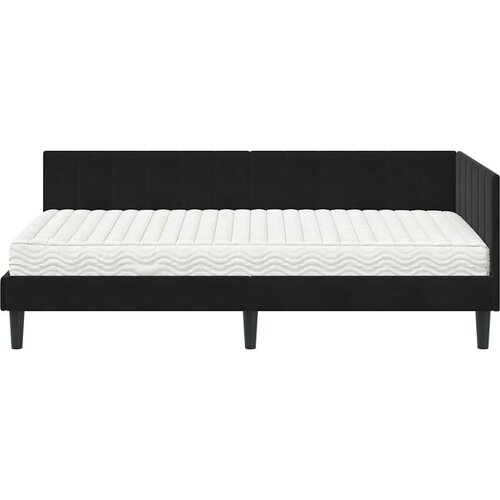VidaXL Kutni okvir kreveta s madracem Crna 90 x 190 cm Bar&amp;scaron;un Slike
