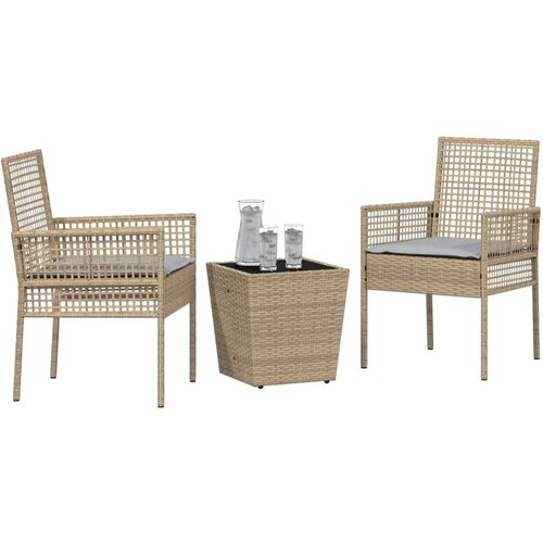 Set od 3 komada za vrt s jastučićima bež poly rattan Slike