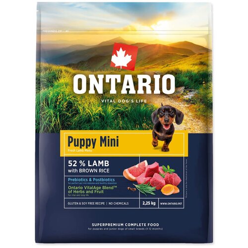 Ontario Puppy Mini - jagnjetina in rjavi riž 2,25 kg Cene