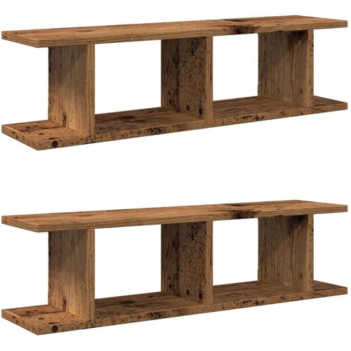 VidaXL Zidne police 2 kom boja staro drvo 75x18x20cm konstruirano drvo Slike