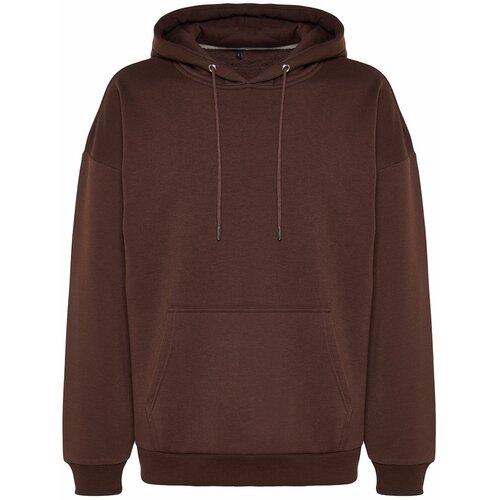 Trendyol Brown Men's Oversize Hoodie Printed Sweatshirt with a Soft Pillow Inside and a Floral Print Cene