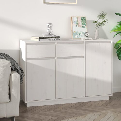 The Living Store Komoda bela 110x34x75 cm trdna borovina - Komoda, (21503268) Slike