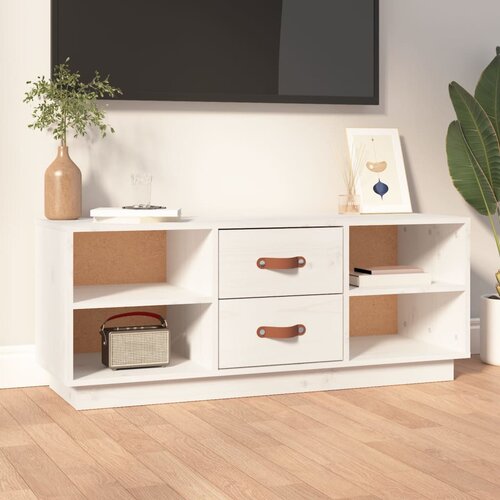 vidaXL TV omarica bela 100x34x40 cm trdna borovina Cene
