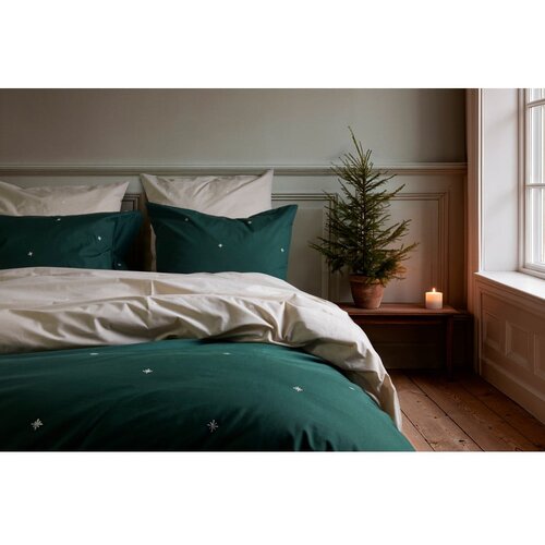 JUNA Temno zelena enojna posteljnina iz bombažnega perkala 140x200 cm Christmas Fable &amp;ndash; Slike