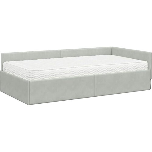  Kutni krevetni okvir s madracem 2 kom. Svjetlosiva 90 x 190 cm Slike