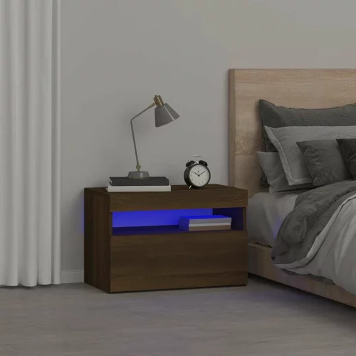  Nočna omarica z LED lučkami rjavi hrast 60x35x40 cm, (20734933)