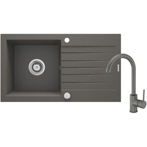 Deante set granitnega korita in armature Zorba ZQZVT113, antracit Slike