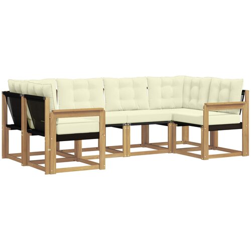 vidaXL Zunanja garnitura za sedenje z blazino 6 pcs Bela in krem, (5000269856) Cene