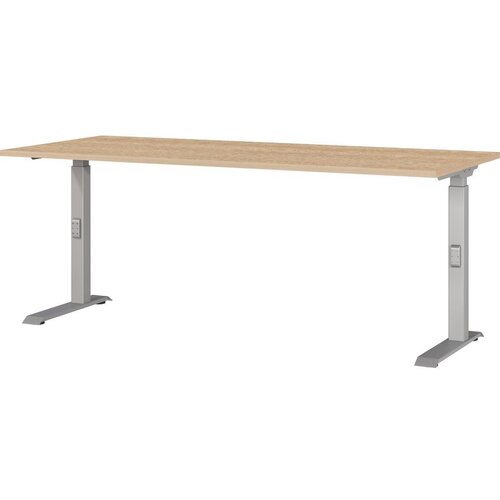 Germania Pisalna miza z nastavljivo vi&amp;scaron;ino z mizno plo&amp;scaron;čo v hrastovem dekorju 80x180 cm Downey &amp;ndash; Slike