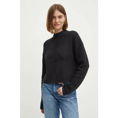 Calvin Klein Jeans Pulover ženski, črna barva, J20J223615