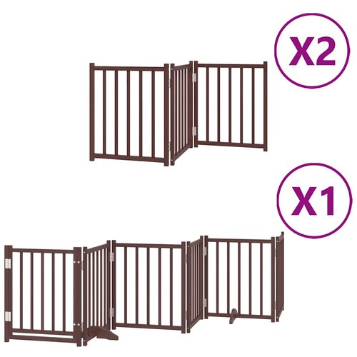  Vrata za pse s vrata&amp;scaron;cima 12 panela sklopiva 600 cm drvo topole Smeđa 50 x 60 x 2 cm Slike