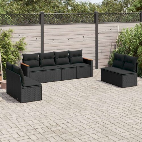 VidaXL 8-dijelni set vrtnih sofa od poliratana s jastucima crni Slike