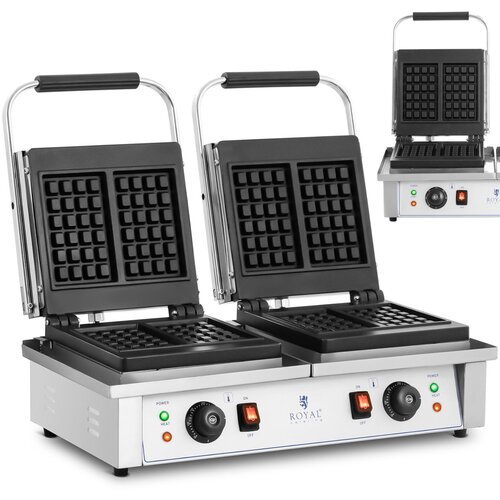 Royal Catering pravokotni dvojni pekač za 4 belgijske vaflje 2 x 2000 w, (21121895) Slike