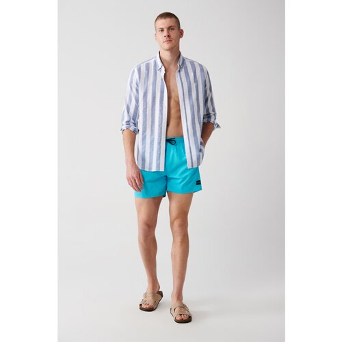 Avva Men's Turquoise Quick Dry Standard Size Flat Swimwear Marine Shorts Slike