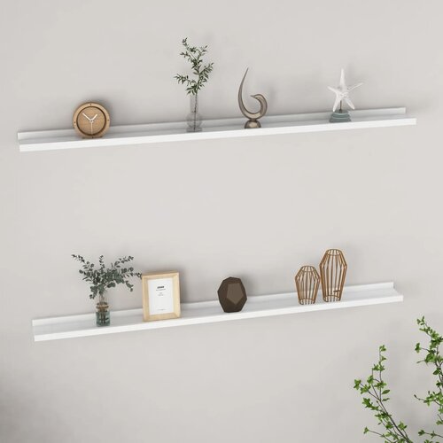VidaXL Stenska polica 2 kosa bela 115x9x3 cm Slike
