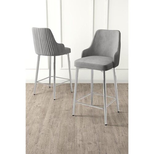 Hanah home set od 4 barskih stolica Tera, siva tkanina Babyface, hromirane metalne noge Cene
