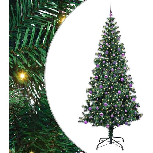 VidaXL Umjetno predsvijetljeno božićno drvce Zelena 240cm PVC i metal Slike