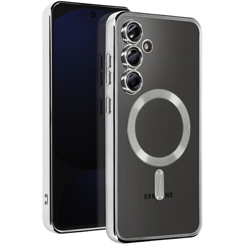 AVIZAR Ohišje MagSafe za Samsung Galaxy S24 FE Silikonski kromirani okvir, Srebrna, (5000010126) Cene