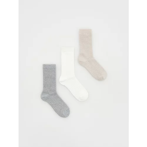 Reserved - Komplet od 3 pari čarapa s visokim udjelom pamuka - krem