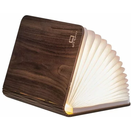 Gingko temno rjava velika namizna svetilka LED v obliki knjige iz orehovega lesa Booklight