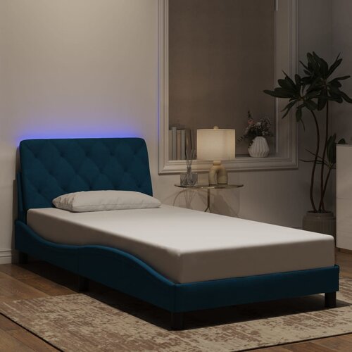  The Living Store Posteljni okvir z LED lučkami moder 100x200 cm žamet - Posteljni Okvir, (21488304) Slike