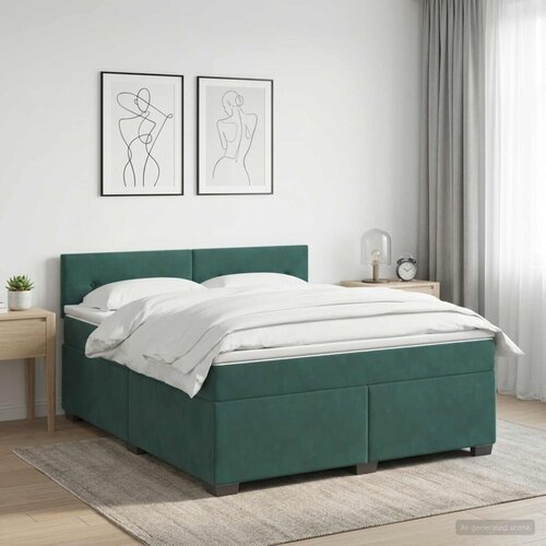  s box springom madracem i LED-om Tamnozelena Bar&amp;scaron;un - Tamnozelena 140 x 190 cm Pro&amp;scaron;iveno gumbima Slike
