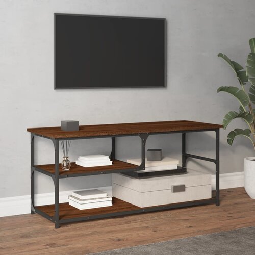 vidaXL TV omarica rjav hrast 103x38x46,5 cm inženirski les in jeklo Cene