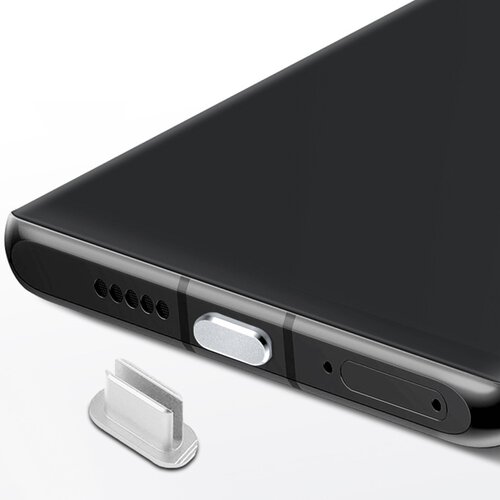 Cadorabo za&amp;scaron;čitni pokrovček, združljiv z usb c v silver - prug za za&amp;scaron;čito pred prahom za polnjenje vrat proti prahu, (20622003) Slike