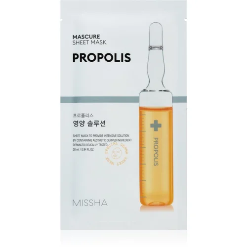 MISSHA Mascure Propolis hranilna tekstilna maska za občutljivo in razdraženo kožo 28 ml