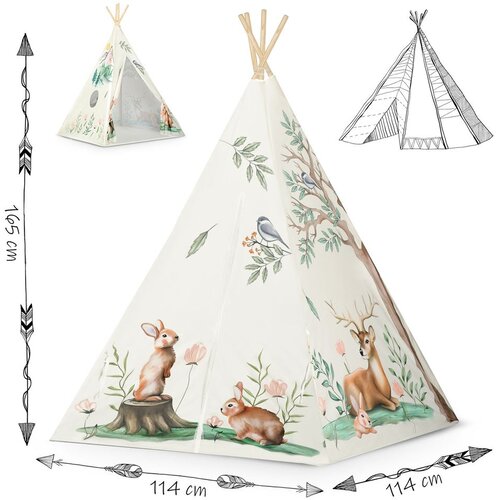 Nukido Teepee &amp;scaron;ator za djecu bež životinje Slike